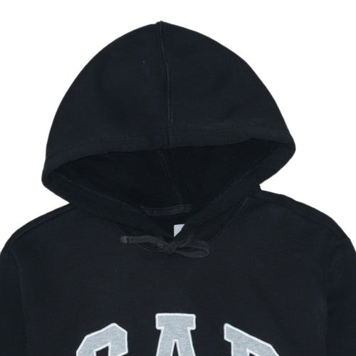 GAP Mens Black Pullover Hoodie S Logo Graphic Fleece Sweatshirt