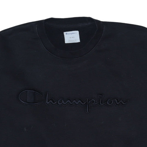 Champion Mens Black XL Pullover Sweatshirt Embroidered Logo