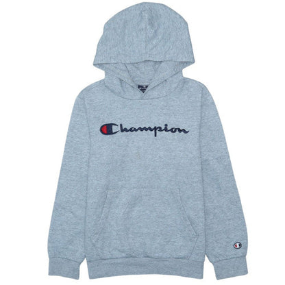 Champion Teens Grey Pullover Hoodie L Embroidered Logo Sports Fleece