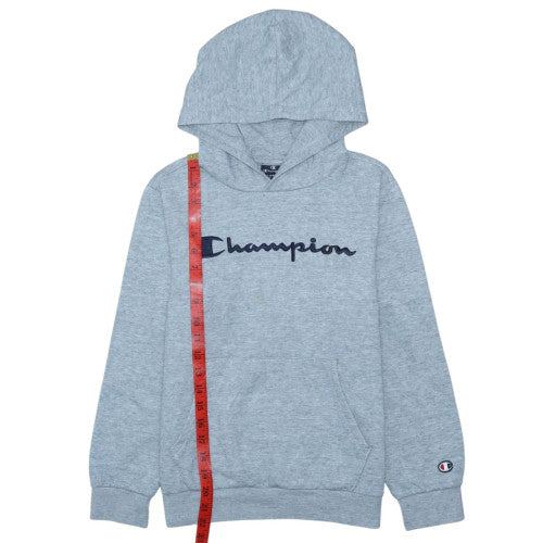 Champion Teens Grey Pullover Hoodie L Embroidered Logo Sports Fleece