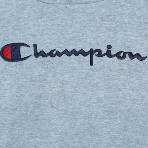 Champion Teens Grey Pullover Hoodie L Embroidered Logo Sports Fleece