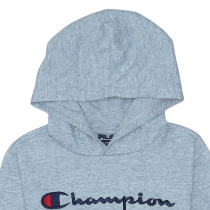 Champion Teens Grey Pullover Hoodie L Embroidered Logo Sports Fleece