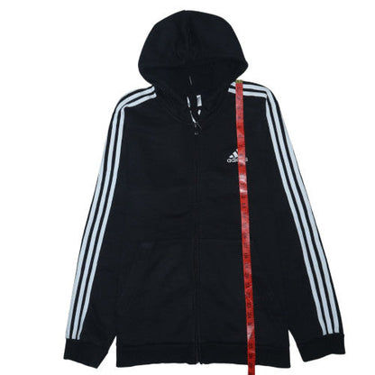 Adidas Men’s Black Full Zip Hoodie L Sports Fleece Sweatshirt