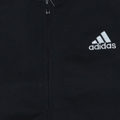 Adidas Men’s Black Full Zip Hoodie L Sports Fleece Sweatshirt