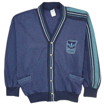 Adidas Men's Blue Vintage 80s Striped Cardigan Size M
