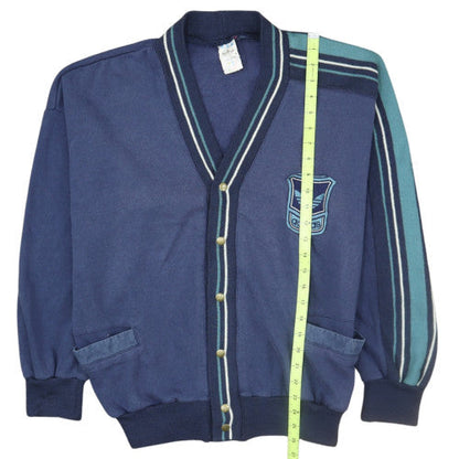 Adidas Men's Blue Vintage 80s Striped Cardigan Size M