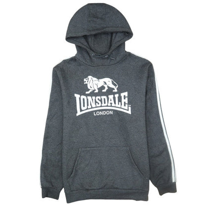 Lonsdale Men's Grey Pullover Hoodie L Logo Sports Fleece Sweatshirt