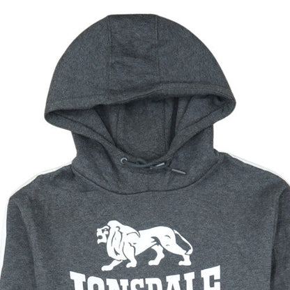 Lonsdale Men's Grey Pullover Hoodie L Logo Sports Fleece Sweatshirt