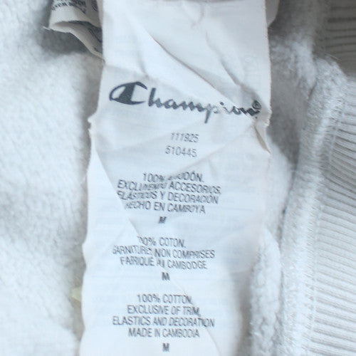 Champion Men's White Pullover Hoodie Medium Logo Sportswear