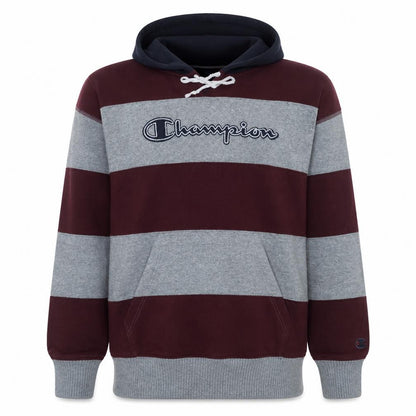 Champion Men's Grey Brown Pullover Hoodie Medium Logo Striped