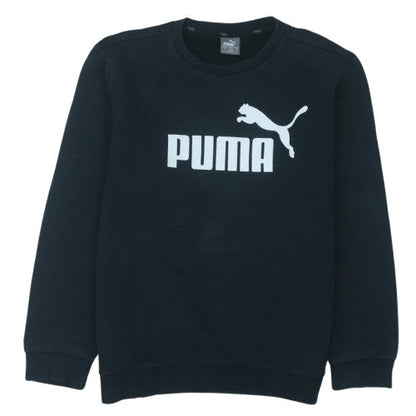 Puma Boys Black Crew Neck Sweatshirt Medium Logo Pullover