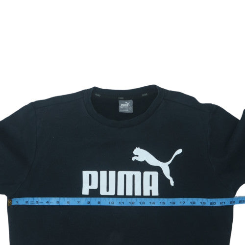 Puma Boys Black Crew Neck Sweatshirt Medium Logo Pullover