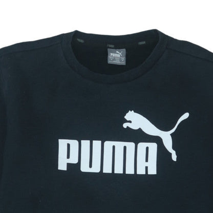 Puma Boys Black Crew Neck Sweatshirt Medium Logo Pullover