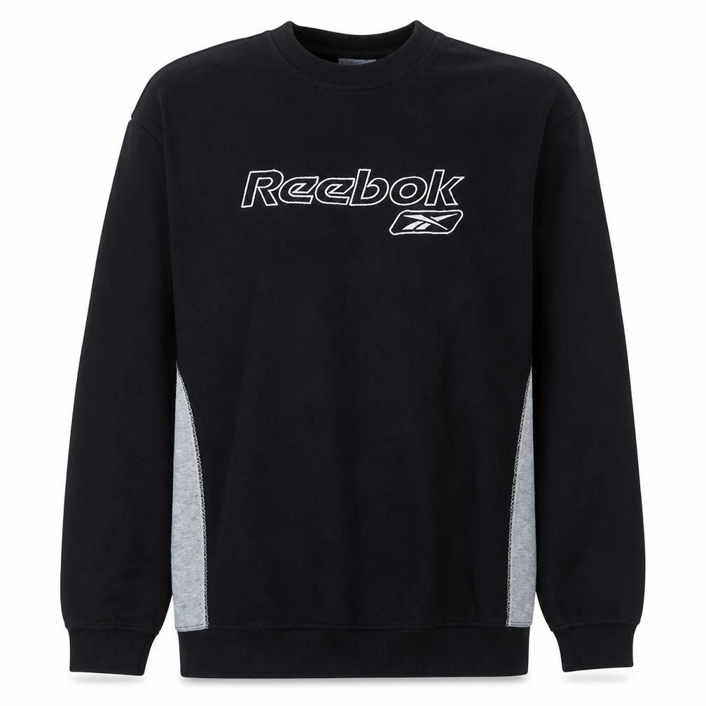 Reebok Mens Black Grey Crew Neck Pullover Sweatshirt Size M