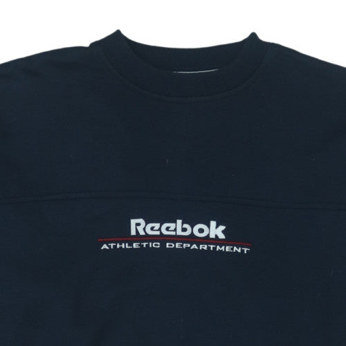 Reebok Men's Blue Pullover Sweatshirt M Embroidered Athletic Department