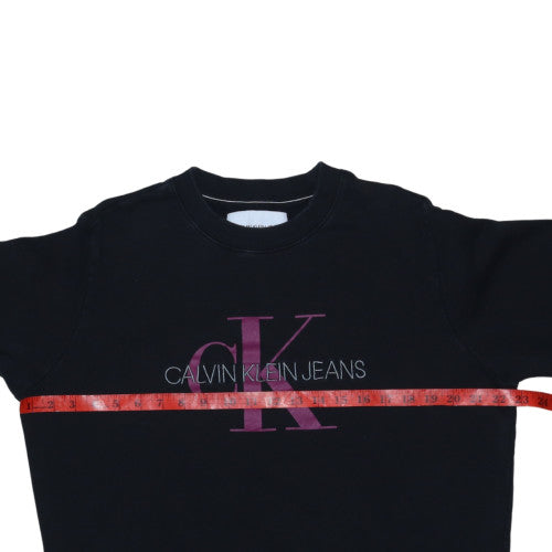 Calvin Klein Jeans Womens Black XL Pullover Sweatshirt Logo Cotton