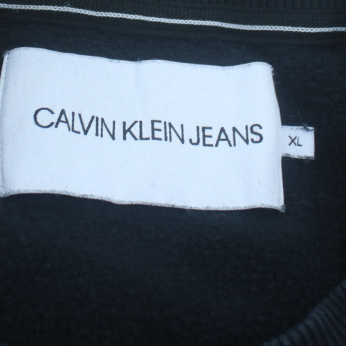Calvin Klein Jeans Womens Black XL Pullover Sweatshirt Logo Cotton