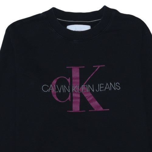 Calvin Klein Jeans Womens Black XL Pullover Sweatshirt Logo Cotton