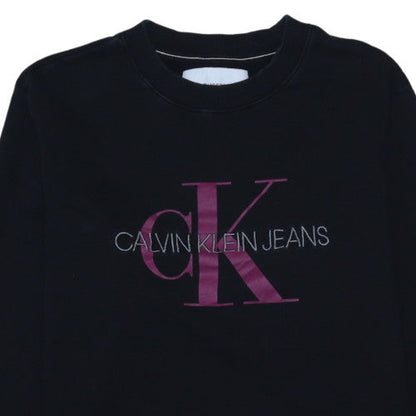 Calvin Klein Jeans Womens Black XL Pullover Sweatshirt Logo Cotton