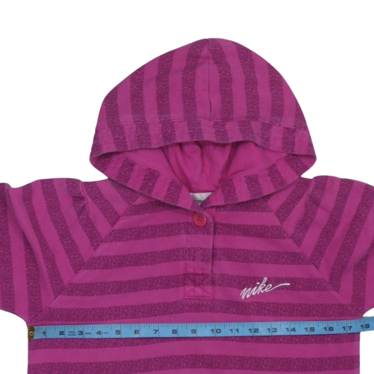 Nike Womens Pink Striped Henley Hoodie Sweatshirt XL