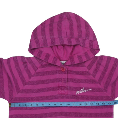 Nike Womens Pink Striped Henley Hoodie Sweatshirt XL