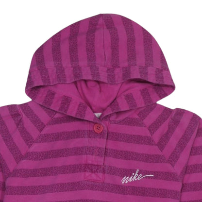 Nike Womens Pink Striped Henley Hoodie Sweatshirt XL