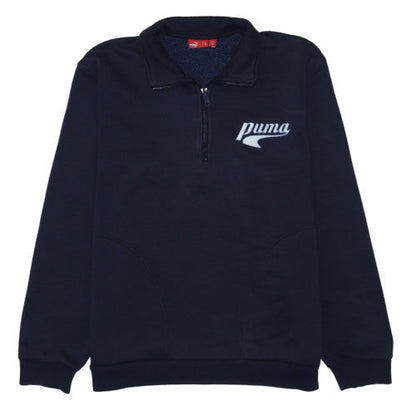 Puma Men's Blue 1/4 Zip Fleece Sweatshirt L Regular Fit