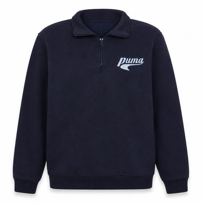 Puma Men's Blue 1/4 Zip Fleece Sweatshirt L Regular Fit