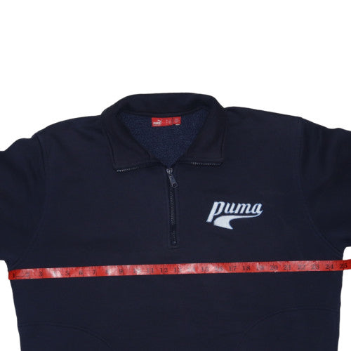 Puma Men's Blue 1/4 Zip Fleece Sweatshirt L Regular Fit