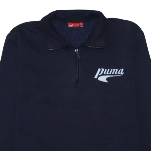 Puma Men's Blue 1/4 Zip Fleece Sweatshirt L Regular Fit