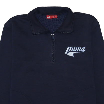 Puma Men's Blue 1/4 Zip Fleece Sweatshirt L Regular Fit