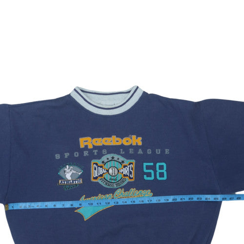 Reebok Men's Blue Graphic Pullover Sweatshirt M Vintage Sportswear