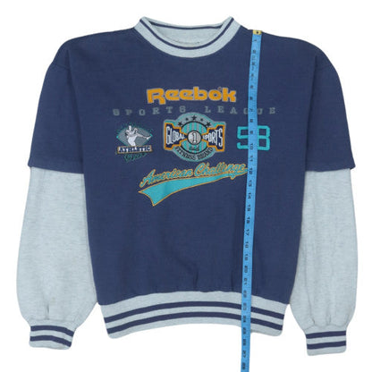 Reebok Men's Blue Graphic Pullover Sweatshirt M Vintage Sportswear