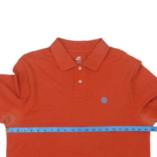 Nike Men's Orange Cotton Polo Shirt Size L Sportswear Top