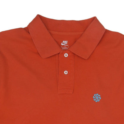 Nike Men's Orange Cotton Polo Shirt Size L Sportswear Top