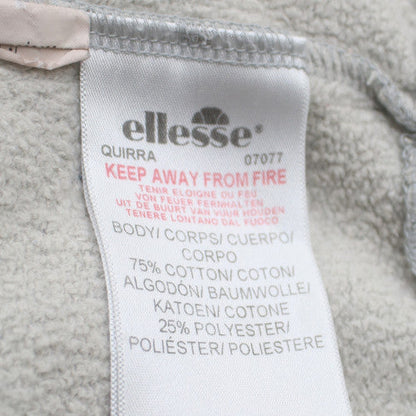 Ellesse Women Grey Crop Hoodie UK 14 1/4 Zip Logo Drawstring Pullover