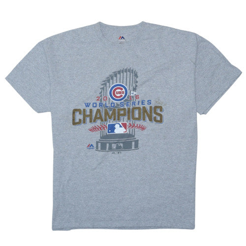 Majestic Men's Grey XL Chicago Cubs 2016 World Series Champions T-Shirt