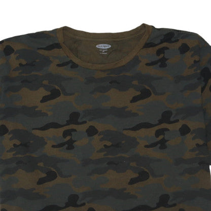 Old Navy Men's Green Camouflage Crew Neck Cotton Blend XL T-Shirt
