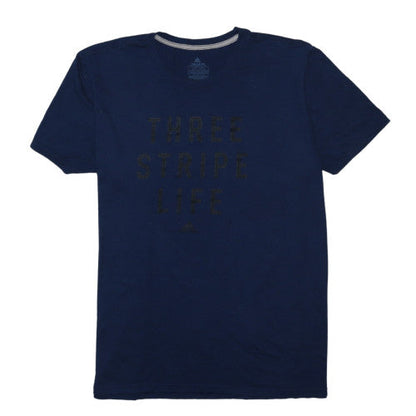 Adidas Men's Blue 'Three Stripe Life' 2XL Performance Cotton T-Shirt