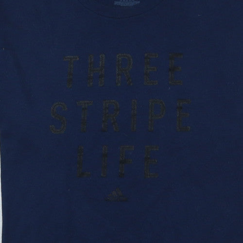 Adidas Men's Blue 'Three Stripe Life' 2XL Performance Cotton T-Shirt