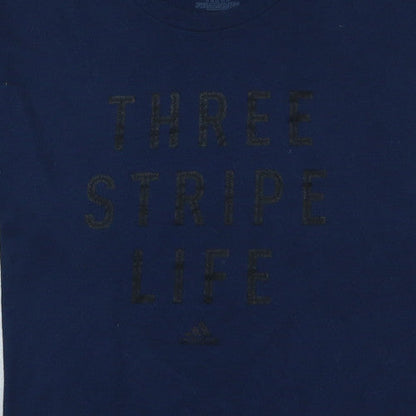 Adidas Men's Blue 'Three Stripe Life' 2XL Performance Cotton T-Shirt