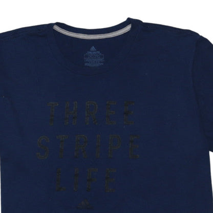 Adidas Men's Blue 'Three Stripe Life' 2XL Performance Cotton T-Shirt