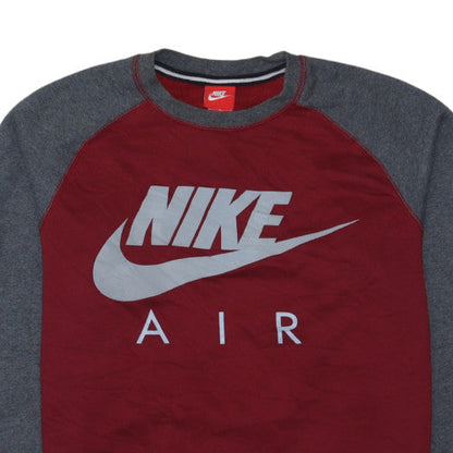 Nike Men's Red Grey Crew Neck Pullover Sweatshirt M