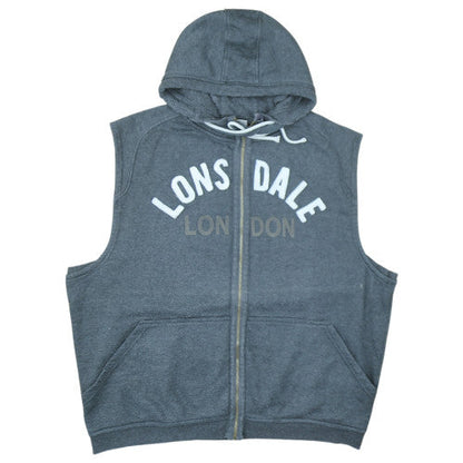 Lonsdale Men's Grey 3XL Sleeveless Full Zip Hoodie