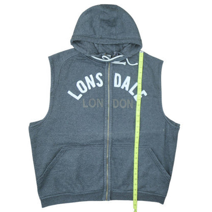 Lonsdale Men's Grey 3XL Sleeveless Full Zip Hoodie