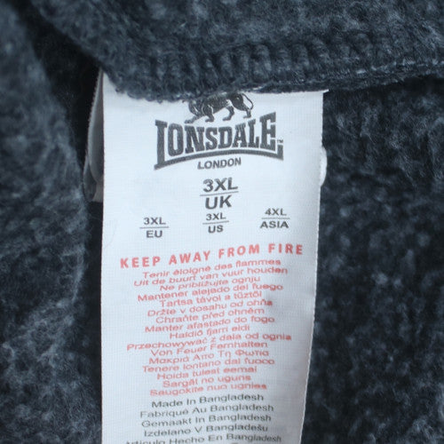 Lonsdale Men's Grey 3XL Sleeveless Full Zip Hoodie