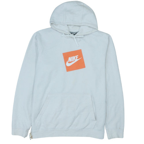 Nike Men's White Pullover Hoodie L Logo Sports Fleece Sweatshirt