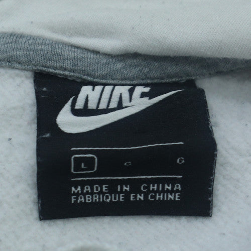 Nike Men's White Pullover Hoodie L Logo Sports Fleece Sweatshirt