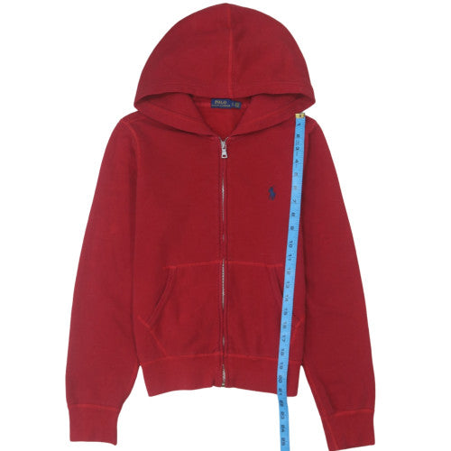 Polo Ralph Lauren Boys Red Full Zip Hoodie Size L Cotton Blend
