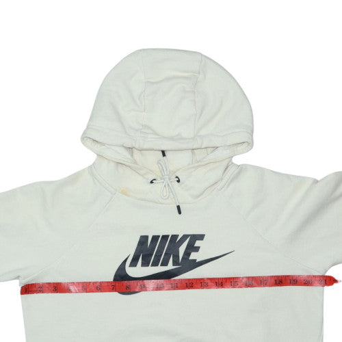 Nike Men Ivory Pullover Hoodie S Fleece Sports Logo Sweatshirt
